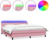 vidaXL Boxspringbett mit Matratze & LED Rosa 180x210 cm Samt 3316802 Bild 2
