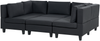 Beliani 'Unstad' Sofa, Schwarz, Leinenoptik, 72 x 76 x 228 cm, mit Ottomane, U-Form Bild 4