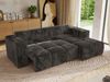 Ecksofa mit Schlaffunktion und Bettkasten, L-form Couch, lose Kissen, Polstersofa - MONIVA - Dunkelgrau Plüsch - rechte Seite Bild 4