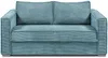 Vente-unique - LORETO Sofa SamtStoff Blau - B 223 cm95 cm x H 90 cm x L 215 cm Bild 4