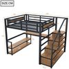 Flieks Hochbett Metallbett 140x200cm mit Stauraumtreppe, Regale und Schreibtisch Bild 3