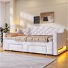 Merax Daybett 90x200 cm/180x200 cm mit LED-Beleuchtung (1 tlg), Tagesbett mit Ausziehbett & 2 Schubladen, Schlafsofa Sofabett, Samt Bild 2