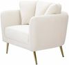 Dmora Sessel Foster, Gepolsterter Sitz, Einzelsofa im Wohnzimmer, Stuhl mit Armlehnen, 88x77 h74 cm, Creme und Gold Bild 5