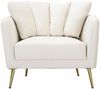 Dmora Sessel Foster, Gepolsterter Sitz, Einzelsofa im Wohnzimmer, Stuhl mit Armlehnen, 88x77 h74 cm, Creme und Gold Bild 4
