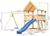Karibu Spielturm Luis mit Doppelschaukelanbau Mit blauer Rutsche Bild 3