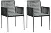 vidaXL Gartenstühle mit Kissen 2 Stk. Schwarz 54x60,5x83,5 cm 364102 Bild 2
