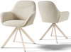 GOEURVANT 1370 Esszimmerstühle 2er-Set, 360° Drehbar, Webstoff - Beige Bild 1