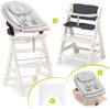 Hauck Hochstuhl Beta Plus White Newbornset Eco - Light Grey (Set), Holz Babystuhl ab Geburt mit Neugeborenensufsatz, Sitzkissen, Essbrett Bild 5