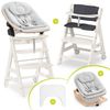 Hauck Hochstuhl Beta Plus White Newbornset Eco - Light Grey (Set), Holz Babystuhl ab Geburt mit Neugeborenensufsatz, Sitzkissen, Essbrett Bild 4