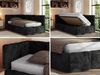 Jugendbett 90x200 ARVO Polsterbett mit Bettkasten, Stauraum & Gasdruckfeder, Modernes Design mit Kopfteil, Pocket Matratze - Schwarz Plüsch - VIRE LUX - Links Seite Bild 2