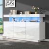 Sideboard mit LED, Acryl & 3 Schubladen, 140x35x80 cm, Weiß Bild 5