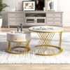 2er Satztisch Couchtisch-Set, rund, 70 x 70 x 45,5 / 50 x 50 x 38,5 cm, MDF in Marmoroptik, mit Schublade Bild 5