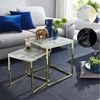 FINEBUY Satztisch FB24018 (2er Set Weiß Marmor Optik Eckig, Beistelltisch), Couchtisch 2-teilig, Anstelltisch Modern Klein Bild 5