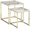 FINEBUY Satztisch FB24018 (2er Set Weiß Marmor Optik Eckig, Beistelltisch), Couchtisch 2-teilig, Anstelltisch Modern Klein Bild 4