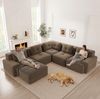 Ecksofa modular 69cm×386cm×104cm aus Cord – braunes Wohnzimmersofa mit breiten Armlehnen, rutschfestem Standfuß und einfacher Nutzung Bild 3