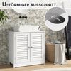 COSTWAY Waschbeckenunterschrank Badezimmerschrank mit 2 Lamellentüren, Weiß, 60 x 30 x 60 cm Bild 2