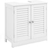 COSTWAY Waschbeckenunterschrank Badezimmerschrank mit 2 Lamellentüren, Weiß, 60 x 30 x 60 cm Bild 5