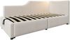 Polsterbett 90x190 cm, Samt-Bezug beige, mit hydraulischem Bettkasten, Leselampe und USB‑C-Ladefunktion, inkl. Lattenrost，Beige Bild 5