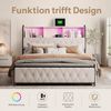 PXloue Polsterbett Doppelbett 180x200 mit LED Licht und Ladefunktion (Mit Lattenrost und Ladefunktion, Samtmaterial Stauraumbett), Modernes Jugendbett, mit Bettrahmen und 4 Schubladen, Samt, 180x200cm Bild 3