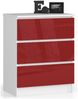 Home Collective Kommode 60 cm breit Holz Highboard Sideboard für Flur Schlafzimmer Wohnzimmer (Kommode Schlafzimmer Kommode mit Schubladen Holz Schrank), Kinderzimmer Organizer, 77 cm hoch mit 3 Schubladen rot Hochglanz Bild 5