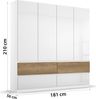 rauch Kleiderschrank; Drehtürenschrank WINNIPEG, 4-türig, 4 Schubkästen, Hochglanz alpinweiß/Eiche Halifax, 181x210x56xcm Bild 4