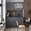 Küchenzeile R-Line Schwarz Beton/Anthrazit 140 cm AP Eiche Vicco Bild 4