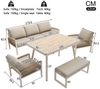 KLAM HOME Gartenlounge-Set Gartenlounge-Set 7 Personen Handgeflochten, Eisengestell Beige, (8cm Polster Glas-Tisch Holzoptik), Wetterfest Terrassen-Garnitur mit Sesseln Bild 2
