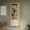 Forte CALASETTA Vitrine 60, Boho-Vitrinenschrank mit Rattangeflecht, 1-türig, Holzwerkstoff, Elegancia Eiche | Technorattan, 60,4 cm breit x 198,5 cm hoch x 41,4 cm tief Bild 1