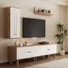Wohnwand 3-tlg. mit Lowboard, Highboard & Wandboard, 170x40x50 cm, Weiß/Natur Bild 2
