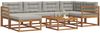 vidaXL Outdoor-Sofagarnitur mit Kissen 7 pcs Natürlich und Hellgrau 3367844 Bild 3