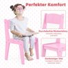 2 in 1 Kinder Schminktisch Set mit Hocker & LED-Lechten & Spiegel & Schublade Kosmetiktisch Rosa Bild 5