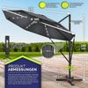 tillvex® Premium Alu Sonnenschirm 330 cm Anthrazit + Abdeckung & Windsicherung | Ampelschirm 6-Fach Verstellbar mit Kurbel | Gartenschirm 360° Drehbar Neigbar Kippbar | Kurbelschirm UV50+ Groß wasserdicht Bild 5