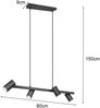 LED Balkenpendelleuchte 4-flammig in Schwarz, Breite 80cm Bild 4