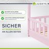 Juskys 'Marli' Kinderbett, mit Matratze, Rausfallschutz, Lattenrost & Dach - Massivholz Hausbett für Kinder - Bett in Rosa, 80x160 cm Bild 5