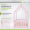 Juskys 'Marli' Kinderbett, mit Matratze, Rausfallschutz, Lattenrost & Dach - Massivholz Hausbett für Kinder - Bett in Rosa, 80x160 cm Bild 4