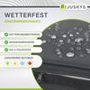 Juskys Polyrattan Doppelliege Syros - Garten Sonnenliege für 2 Personen - Outdoor Liege mit Dach & Auflagen - Kopfteil verstellbar - Grau-meliert Bild 5