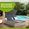 Juskys Polyrattan Doppelliege Syros - Garten Sonnenliege für 2 Personen - Outdoor Liege mit Dach & Auflagen - Kopfteil verstellbar - Grau-meliert Bild 4
