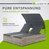 Juskys Polyrattan Doppelliege Syros - Garten Sonnenliege für 2 Personen - Outdoor Liege mit Dach & Auflagen - Kopfteil verstellbar - Grau-meliert Bild 2