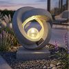 Arnusa LED Solarleuchte moderne Gartendeko Stein-Optik abstrakt Gartenleuchte mit Glaskugel, Dämmerungssensor, LED fest integriert, warmweiß, moderne Gartenskulptur kabellos 31x38 cm Bild 3