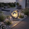 Arnusa LED Solarleuchte moderne Gartendeko Stein-Optik abstrakt Gartenleuchte mit Glaskugel, Dämmerungssensor, LED fest integriert, warmweiß, moderne Gartenskulptur kabellos 31x38 cm Bild 4
