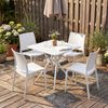 Gartenmöbel-Set GRETA mit 4 Stühlen - 156 x 156 x 81 cm, Kunststoff, Weiß | Balkonset Gartenset Tisch mit Stühlen Bistroset Outdoor Bild 3