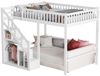 FUROKOY Hochbett mit Treppe, Ablagefächern, Rausfallschutz und Holzlattenrost Kinderbett 90x200 cm, Kiefer Massivholz Einzelbett Bettgestell, Weiß Bild 5