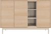 Selsey 'Layen' Sideboard 3-türig mit drei offenen Fächern Eichenholzoptik / Kaschmirgrau, 138 cm Bild 5
