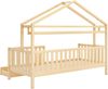 Kinderbett Hausbett aus Kiefernholz mit 2 Schubladen & Ablage, 90x200 cm, Natur, ohne Matratze Bild 5