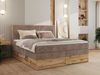 Boxspringbett, Set mit zwei Multipocket-Matratze und Topper, hohe Kopfteil, Eiche Wotan Holzrahmen - WOOD CLASSIC KING - 200 x 200 cm - Braun Cord - H4 Bild 1