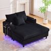 Bequemer Chaiselongue-Liegesessel mit USB-Anschluss, Getränkehaltern und LED-Beleuchtung in Schwarz Bild 2