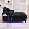 Bequemer Chaiselongue-Liegesessel mit USB-Anschluss, Getränkehaltern und LED-Beleuchtung in Schwarz Bild 3