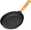 Ø22cm 43mm hoch Gusseisenpfanne mit Holzgriff und Glasdeckel Induktion Bratpfanne Bild 2