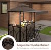 Wetterfester Grillpavillon mit Bar & 2 Barhockern Gartenpavillon mit Doppeldach & Markise Braun Bild 3