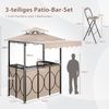 Wetterfester Grillpavillon mit Bar & 2 Barhockern Gartenpavillon mit Doppeldach & Markise Braun Bild 2